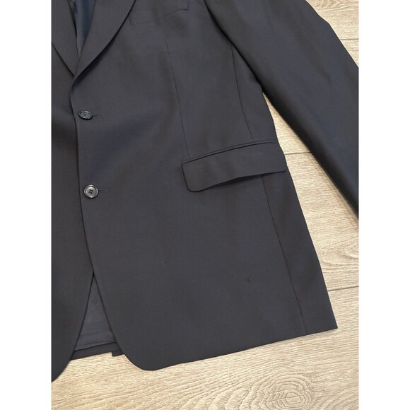 Brooks Brothers 346 Blazer Mens 45L Black 2 Button Wool Stretch Formal Flaw - Picture 2 of 11